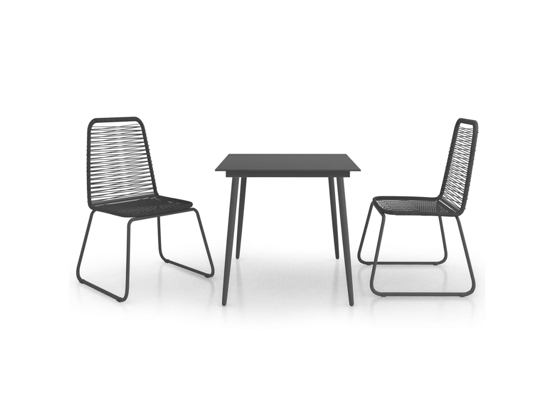 Dining Set, Dining Sets Vidaxl Preto Pvc (mesa Com 80 Cm De Comprimento)