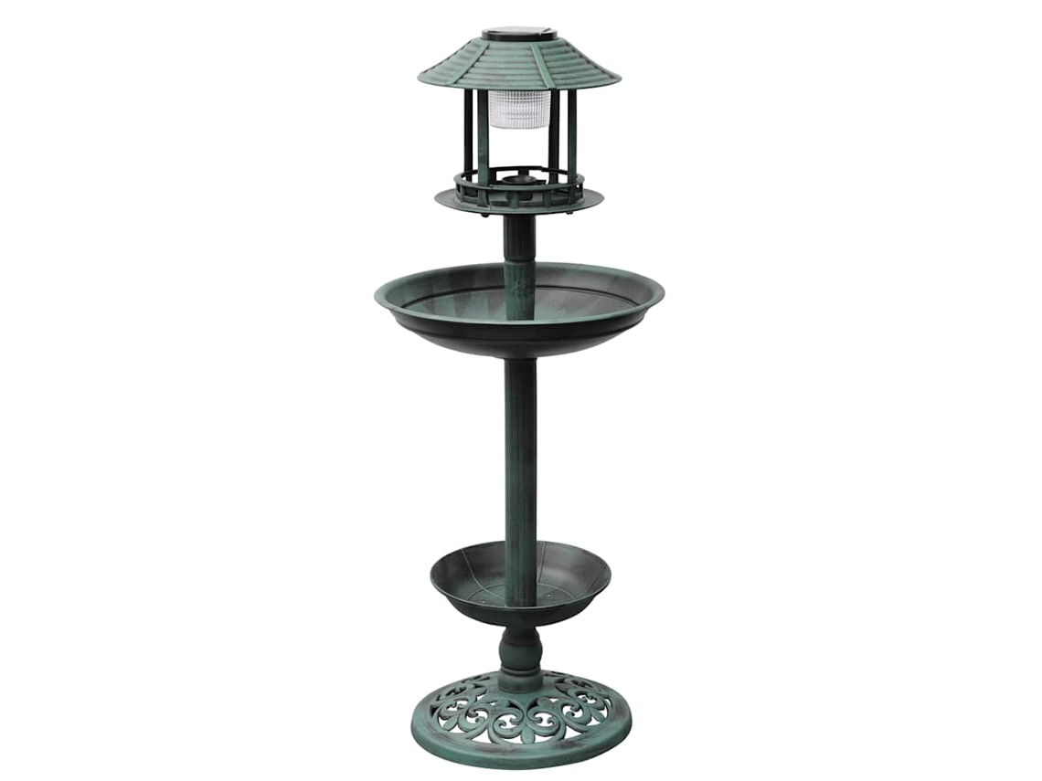 Vidaxl Banheira/comedouro De Pássaros Com Luz Solar