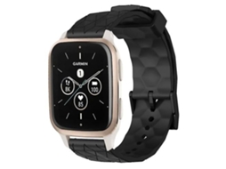 Lurelia Pulseira De Silicone 20 Mm Com Padrão Futebol E Cor Sólida, Compatível Garmin Forerunner Sq2 Music (preta)