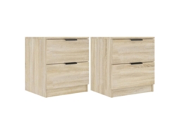 Conjunto de 2 Mesas Cabeceira Derivadas da Madeira Carvalho Sonoma MAISON EXCLUSIVE