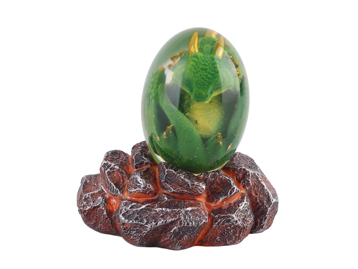 Ovo de Dragão Lava Cristal com Base Resina Decorativa