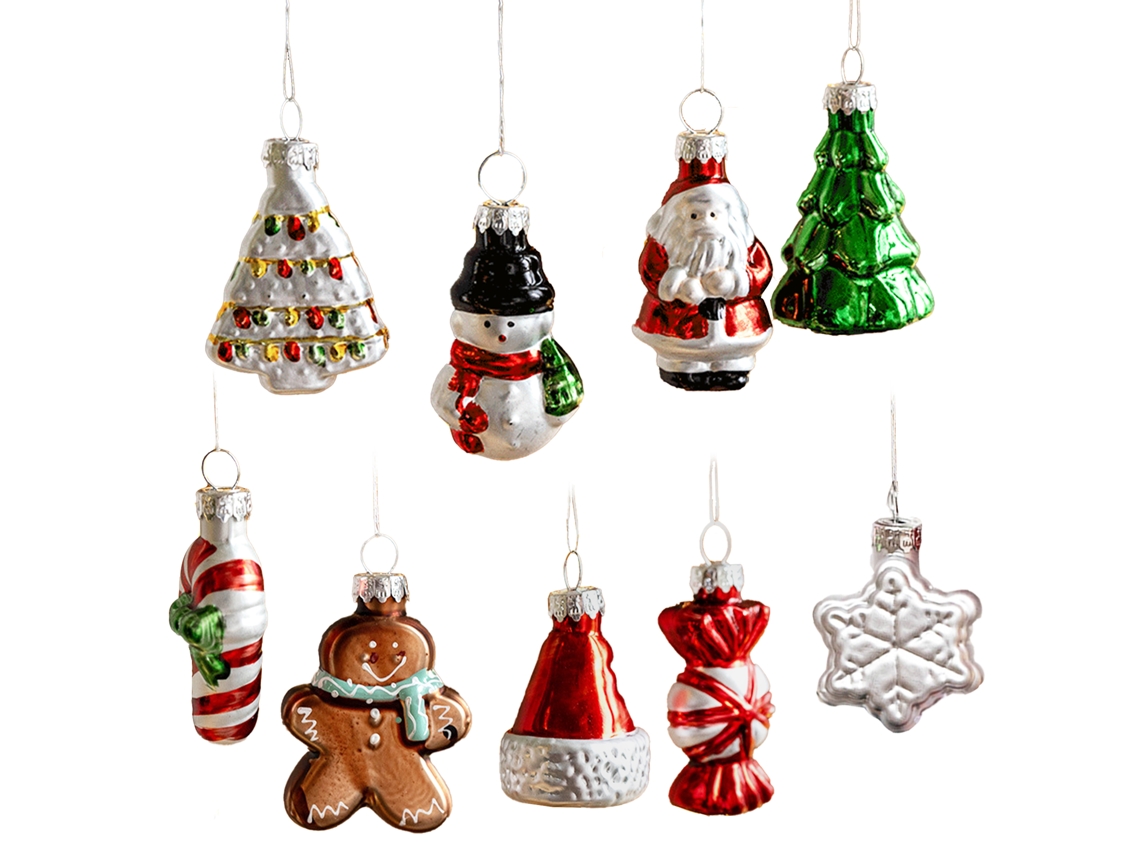 Laxiscreed Conjunto De 9 Bolas De Vidro De Natal Com Santa E Flocos Para Decoração De Árvore