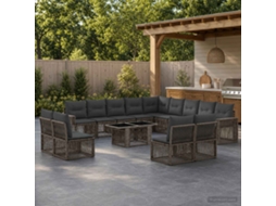 Vidaxl Conjunto De Sofá De Jardim 14 Unid. Cinza E Cinza Escuro