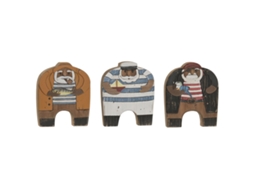 Figura Decorativa Home Esprit Azul Laranja Natural Marinheiro (3 Unidades)
