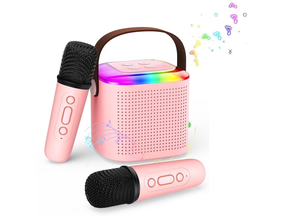 Mini Máquina De Karaokê Para Crianças E Adultos Com Alto Falante Bluetooth 5.3 Portátil, Máquina De Karaokê Com 2 Microfones Sem F Aquaforge