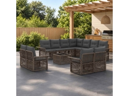Vidaxl Conjunto De Sofá De Jardim 12 Unid. Cinza E Cinza Escuro