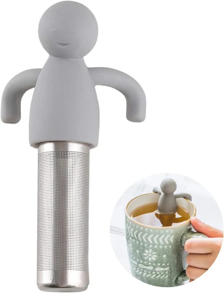 Teeball Infusor De Chá Aço Inoxidável Para Folhas Soltas Com Malha Extrafina E Cabo Silicone Xícara Ou Caneca Aquaforge (cinza)