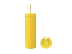 Mali garrafa de Água Esportiva Plástica de Camada Dupla Opaca 460ml com Tampa de Canudo para Fitness Outdoor Amarela