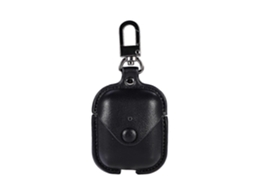 Capa protetora em couro PU para fones de ouvido Bluetooth sem fio Apple AirPods 1/2, com fivela metálica. GIECY