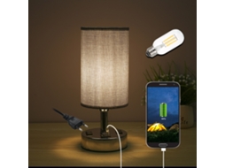 Rebe-lâmpada De Mesa De Noite 220-240v Com 2 Usb E 2 Tomadas, Controle Tático, 3 Níveis De Brilho Ajustáveis Para Quarto