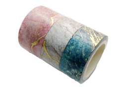 Fita Adesiva Washi, 6 Rolos, Mármore Dourado, 5 M Cada, Design Vibrante