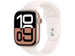 APPLE Watch Series 10 GPS + Cellular 46mm Alumínio Rosa-Dourado com Bracelete Desportiva Rosa Leve (Tamanho - S/M)