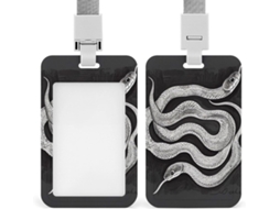 Clipe Crachá, Elegante Porta Crachá Com Estampa Escura E Cordão, Porta Crachá De Identificação, Cordão Crachá