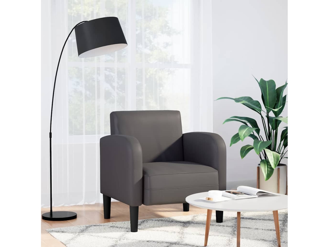 Vidaxl Poltrona Com Apoios De Braços 54 Cm Couro Artificial Cinzento