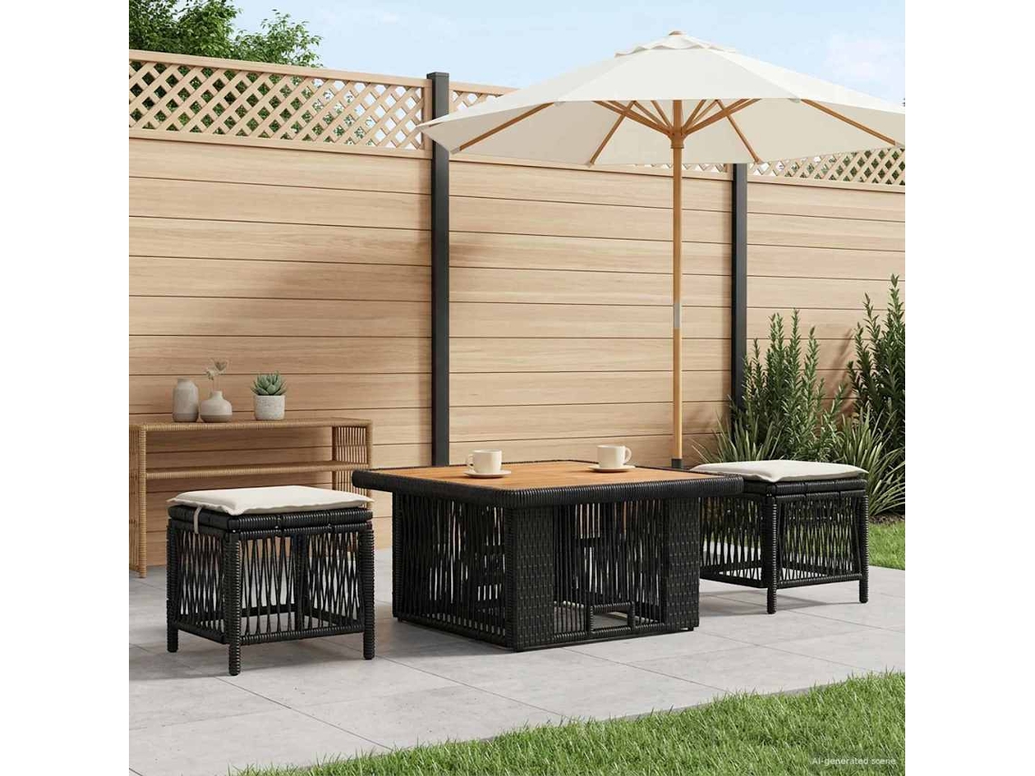 Vidaxl Conjunto de Jantar para Jardim 3 Pcs Bege e Creme Vime Pe