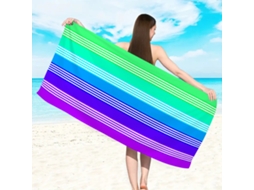 Yuysan Toalha De Praia Listrada Em Microfibra, Alta Absorção E Secagem Rápida, 180x90cm, Modelo St424, Cor Verde Gradiente