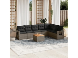 Vidaxl 8 Pcs Conjunto Sofás De Jardim C/ Almofadões Vime Pe Cinzento