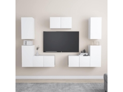 Vidaxl 7 Pcs Conjunto De Móveis De Tv Derivados De Madeira Branco