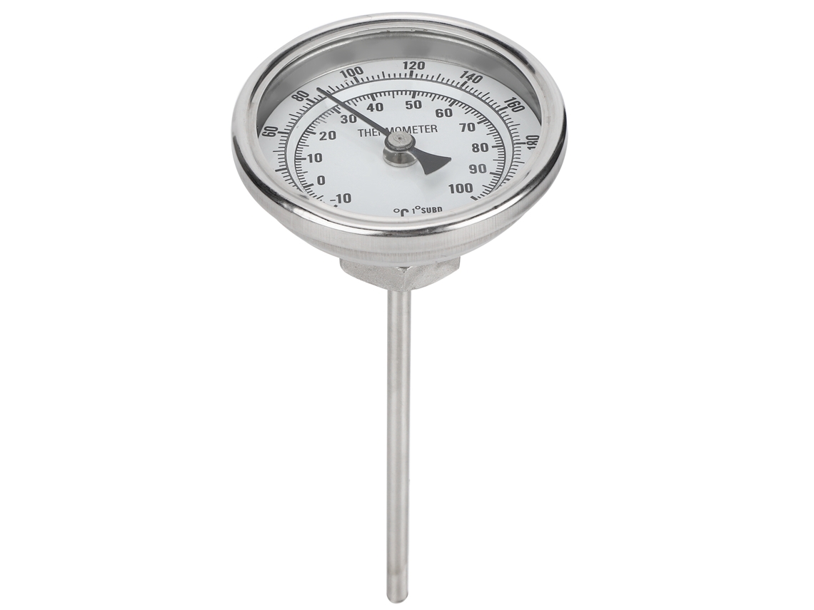 Termômetro de Mostrador Aço Inoxidável Rosca NPT 1/2 para Homebrew 0-220°F/10-100°C | S/MARCA