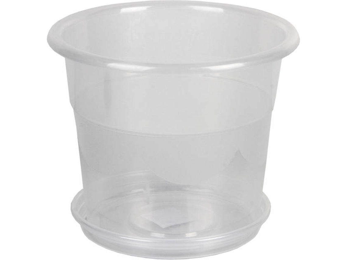 Vaso COFAN Orquidea Transparente com Prato (23.5 x 20 cm)