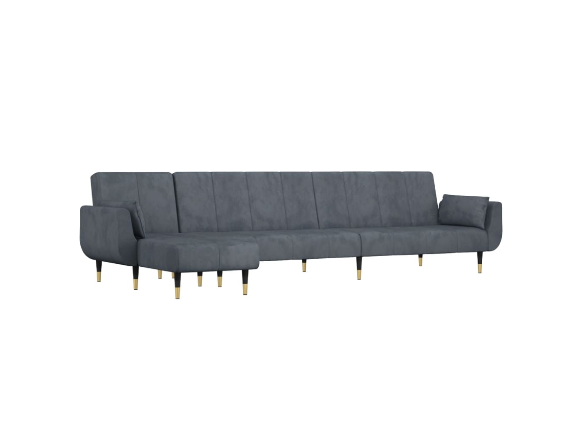 Sofá-cama em forma de l VIDAXL Cinzeto Veludo (275x140x70 cm)