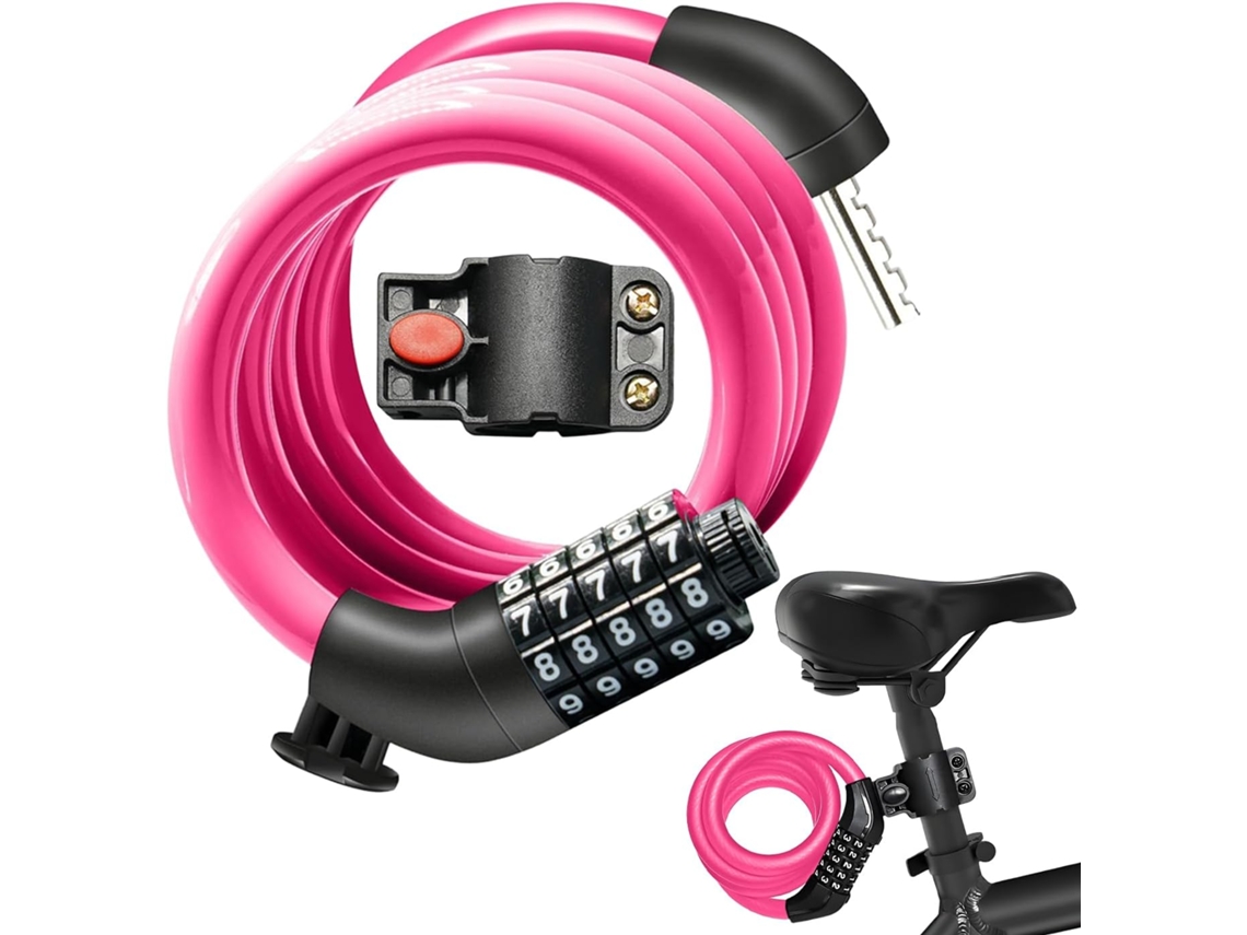 Cadeado Para Bicicleta - De Combinação 5 Dígitos Feito Pvc E Aço