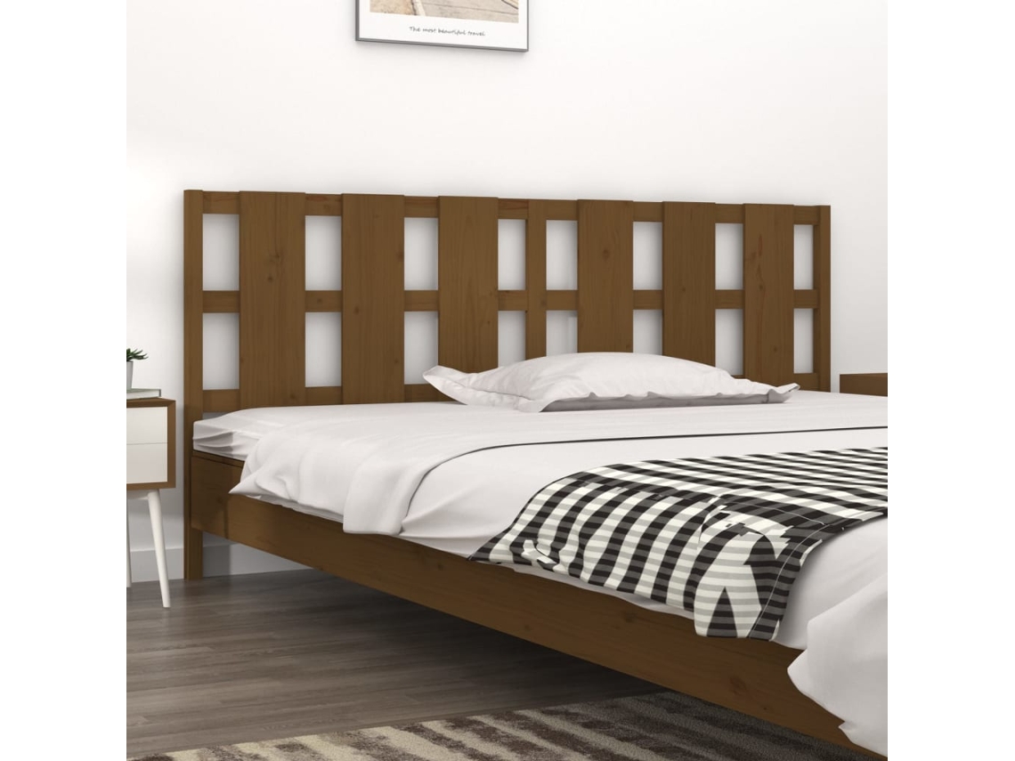 Vidaxl Cabeceira De Cama 205,5x4x100 Cm Pinho Maciço Castanho Mel