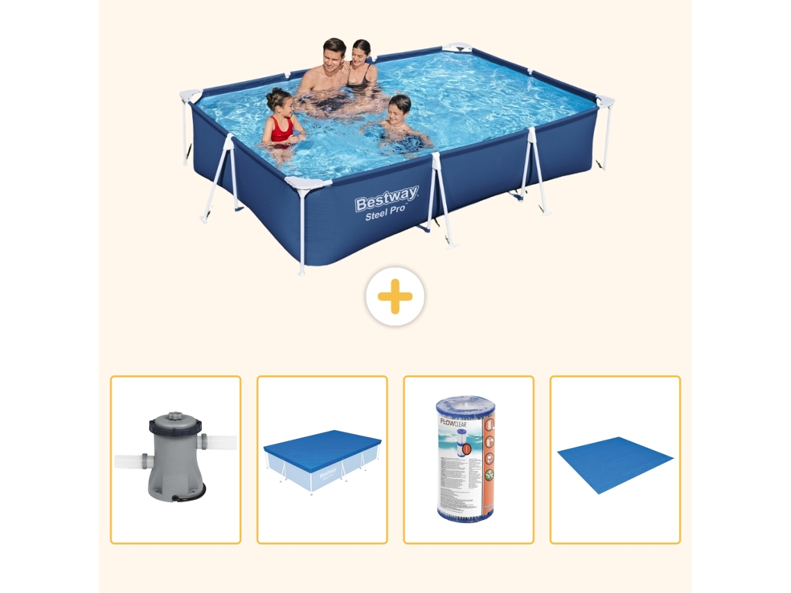 Bestway Piscina Bestway Steel Pro Retangular - 300x201x66 Cm - 5-peças S341