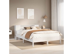 Vidaxl Cama com Estante Sem Colchão 140x190 Cm Pinho Maciço Branco