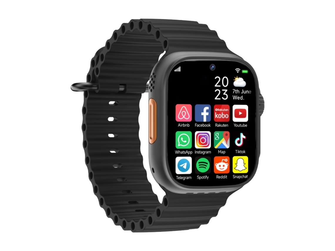 (preto) Smartwatch Com Slot Para Cartão De Rede 4g E Câmeras Duplas Frontal E Traseira.
