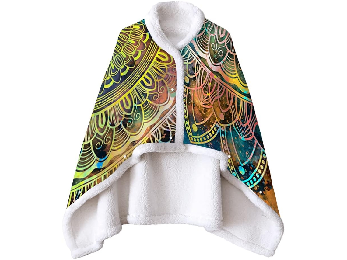 Manta de Lã Sherpa Fansu Xale Grossa e Macia Inverno com Botões Quente Microfibra para Adultos Crianças 150x12