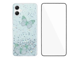 Capa De Tpu Wanlonfeng Série Aw Pvc Borboleta Epóxi Com Película Hd Verde Para Samsung Galaxy A07 4g