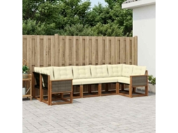 Vidaxl Conjunto De Sofás Para Exterior 7 Pcs Natural E Creme
