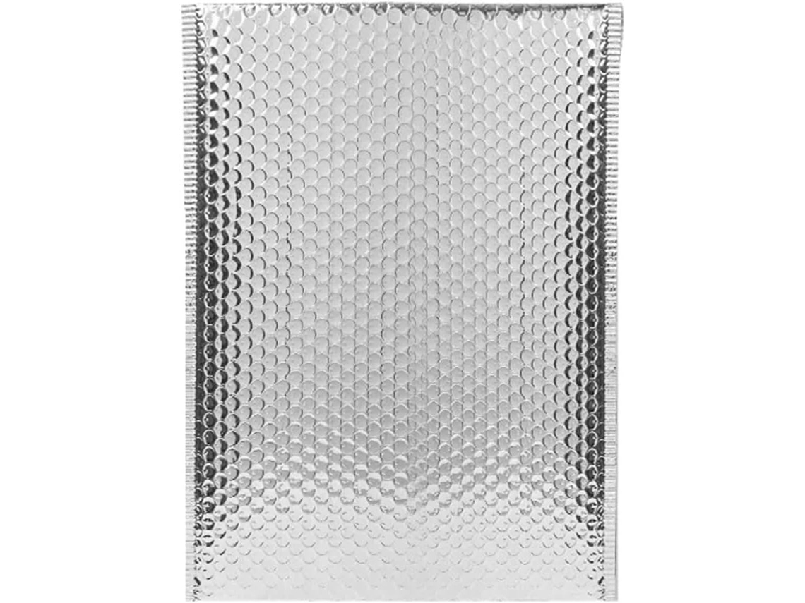 Pacote com 50 envelopes acolchoados para correspondência, material de escritório e escolar (Prata, 15*20cm)