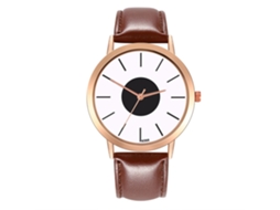 Relógio de Quartzo com Pulseira de Couro Pu Estilo Negócio Minimalista Café Escuro