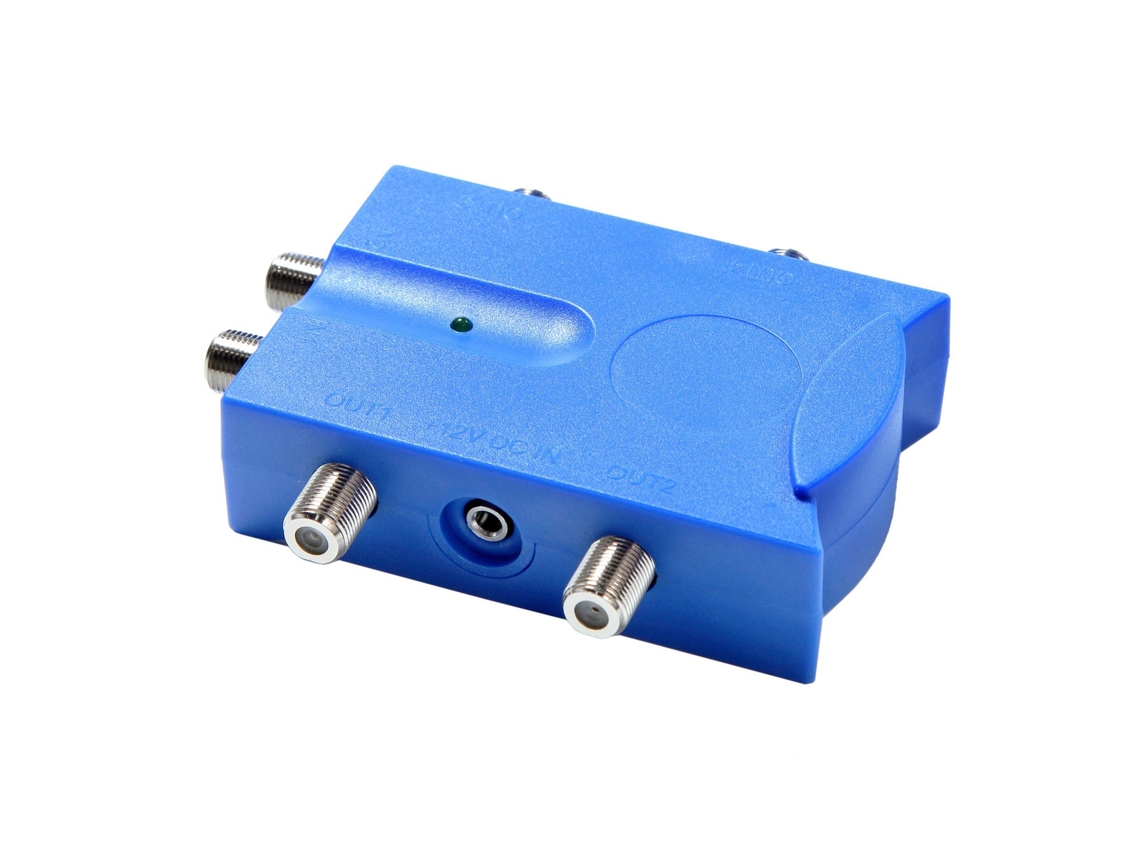 Amplificador de Tv Bidirecional Kkmoon 2 Entradas Amplificador de Sinal de Antena de Tv com 4 Saídas Divisor de Sinal de Tv de Baixo Ruído a Azul