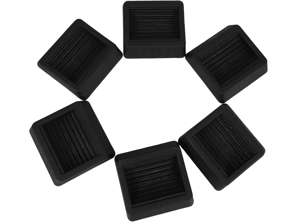 Conjunto De 6 Protetores Rodízios Borracha Preta, 80x80mm,