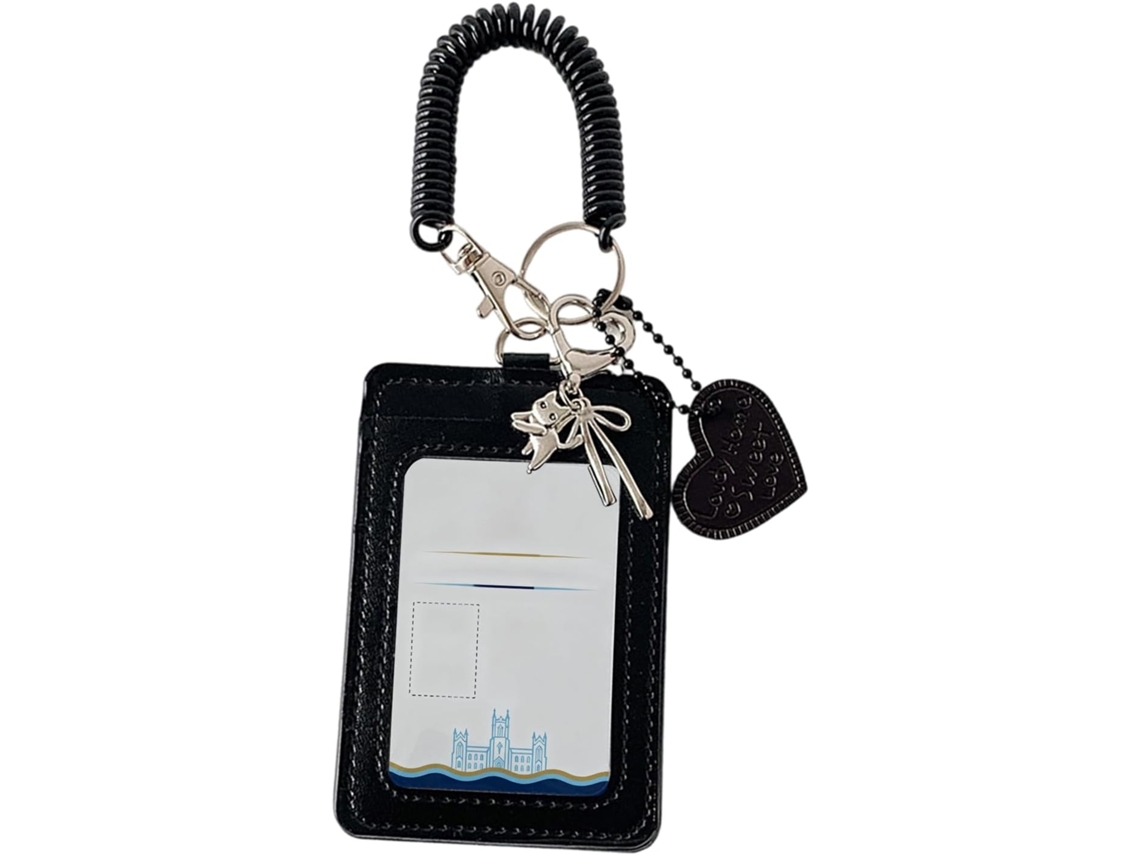 Lurelia Porta-crachá Ajustável Transparente Com Cordão Em Couro Pu Para Escritório E Escola