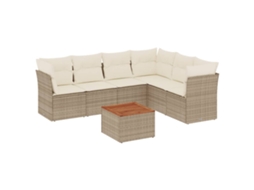 Maison Exclusive - 7 Pcs Conjunto De Sofás P/ Jardim Com Almofadões Vime Pe Bege