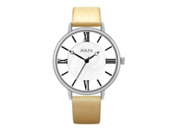 Relógio Feminino de Moda Pulseira de Couro Pu Dial Redondo Quartzo Stylish (ouro)