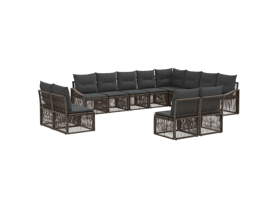 Vidaxl Conjunto De Sofá De Jardim 12 Pcs Cinzento Vime Pe