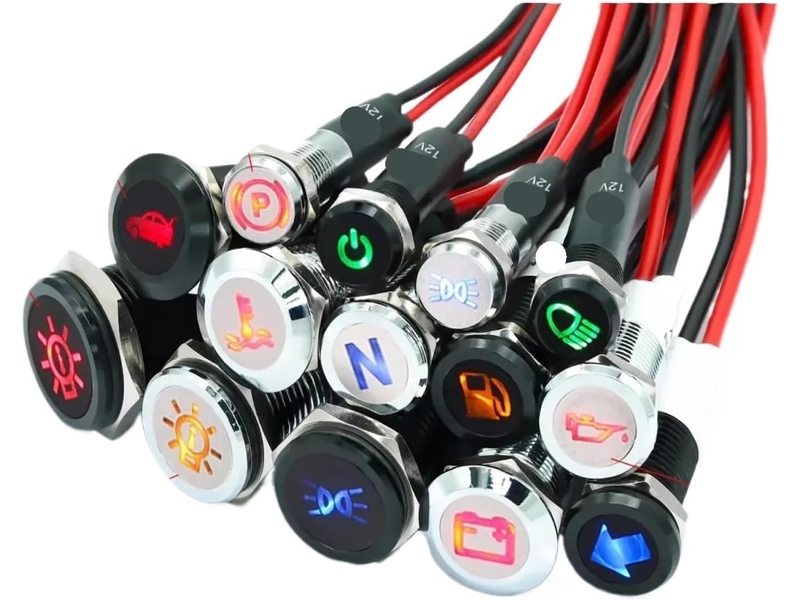 Indicador De Luz Metálico Com Led, 12v 24v, 8 10 12 14 16mm, Para Painel De Carro, Caminhão E Máquinas 27, 10mm, Carcaça