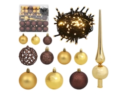 Vidaxl Conj. De Bolas De Natal 120pcs + Pico E 300 Leds Dourado/bronze