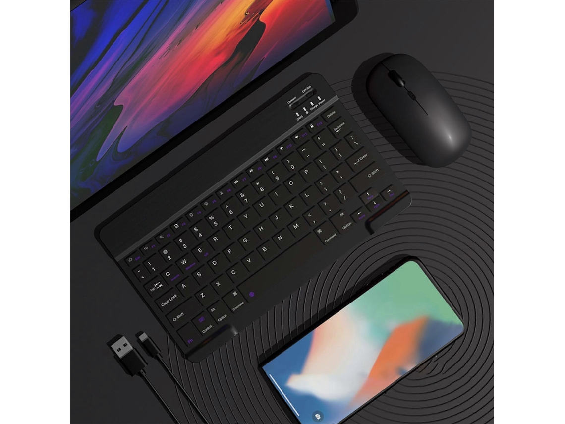 Teclado E Mouse Bluetooth Portáteis Sem Fio Para Android, Pc E Tablet Xin Aquaforge