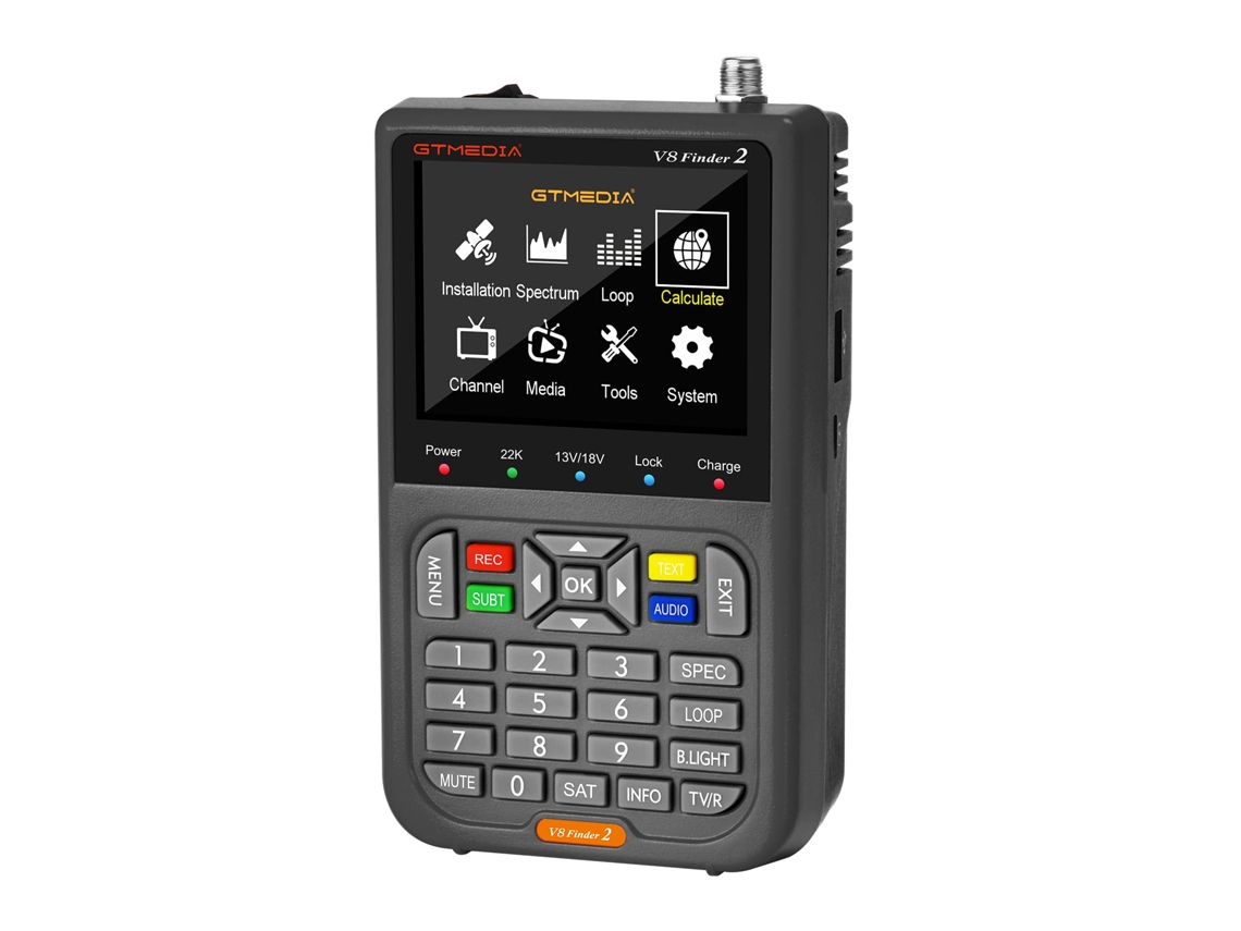 Localizador Digital Acetinado V8 Finder2 Com Sinusoides Dvb S2x/s2/s, Lcd 3,5 Polos Hd H. 264 7,4 V/4000 Mah Zeuxo