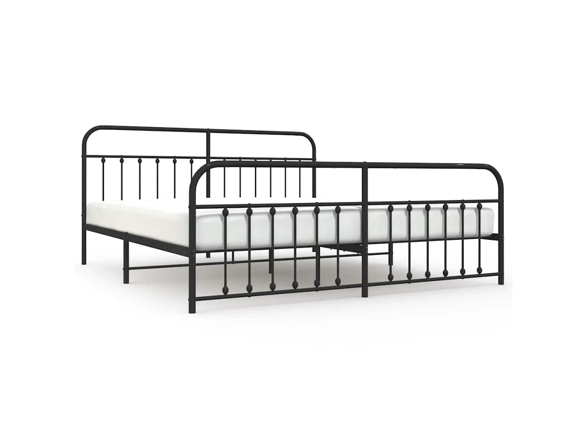Estrutura de Cama com Cabeceira e Pés Metal Preto MAISON EXCLUSIVE 200x200 cm