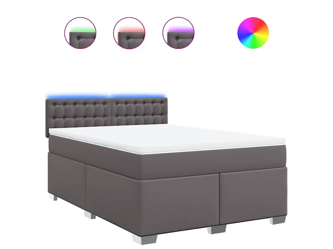 Cama com Molas Couro Artificial Cinzento MAISON EXCLUSIVE 140x190 cm