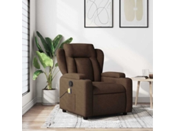 Vidaxl Poltrona De Massagens Reclinável Tecido Castanho