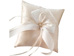 Elegante Porta Alianças em Cetim com Pérolas Artificiais e Laços, 15x15cm. Charmoso para Cerimônias CHABERLU