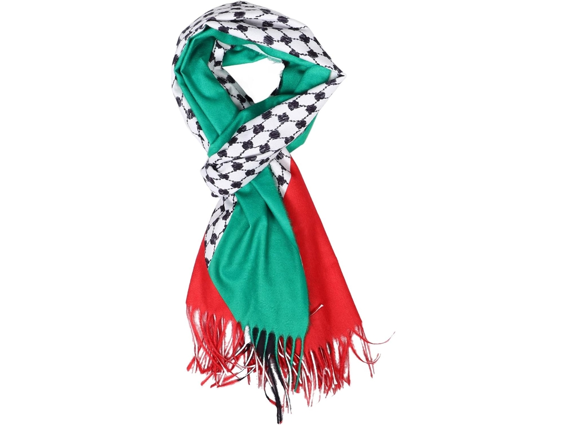 Lenço Árabe Tradicional Vermelho E Verde Em Poliéster Para Mulheres E Homens.